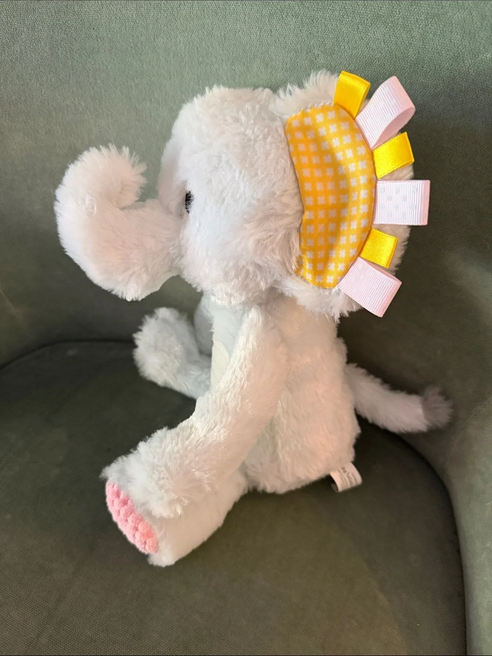 Make Believe Ideas Plush White Elephant Toy with Pink & Yellow Accents